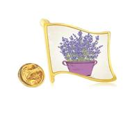 Purple Lavender Pot Flower Golden Metal Flag Lapel Pin Badge