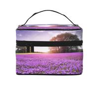 Purple Lavender -Print Waterproof Cosmetic Bag for Travel & Gym - Large Makeup Organizer Compartments, Premium Twill Fabric, Leak-Proof Design