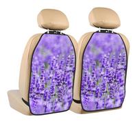 Purple Lavender Printed,2 Pack Car Seat Kick Mats Back Seat Protector Durable Back Seat Organiser