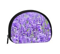 Purple Lavender PrintedSmall Makeup Sanitary Napkin Storage Bag,Women's Cosmetic Coin Purse