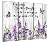 Purple Lavender Wall Art For Bathroom Inspirational Quotes and Vintage Butterfly Abstract Canvas Wall Art Country Plant Flower Wall Pictures For Living Room Bedroom Office Ready To Hang,16x12 Inch