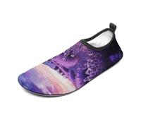 Purple Lavender Water Shoes for Men Women, Lightweight Stretch Swim Shoes with Anti-Slip Rubber Sole, Quick-Dry Aqua Socks for Pool, Beach, Surfing, Style, 5 Women/5 Men
