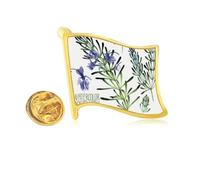 Purple Lavender Watercolor Flower Golden Metal Flag Lapel Pin Badge