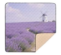 Purple Lavender Windmill Large Stylish Baby Playmat for Floor Waterproof Foldable Baby Tummy time Play mat for Babies Infants Toddlers, 50'' x 50''gimnasio de actividades para