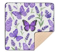 Purple Lavender with Butterflies Large Non-Slip Baby Playmat for Indoor Outdoor Non-Toxic Foldable Activity Gym Mat for Baby Toddler Infant, 50'' x 50''para juegos de