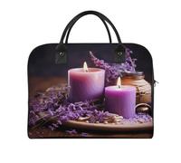 Purple Lavender with Candles Laptop Tote Bag Casual Travel Handbag Multi Pocket Shoulder Bags for Work Travel