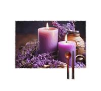 Purple Lavender with Candles Placemats Set of 4 12x18 Inch Table Mats Heat & Stain Resistant Canvas Place Mats Farmhouse Reusable Kitchen Table Protector for Dining Office Wedding Party Decor