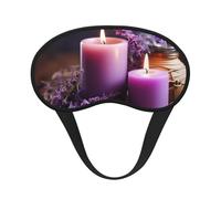 Purple Lavender with Candles Sleep Mask for Side Sleeper Soft Breathable Sleeping Eye Mask Blackout Silk Eye Sleep Shade Cover with Elastic Strap Night Blindfold for Women Men Travel Nap