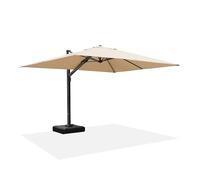 PURPLE LEAF 2.75 X 3.6 M Garden Cantilever Parasol, Large Rectangular Garden Parasol with Crank Handle and Tilt for Balcony and Outdoor, Beige