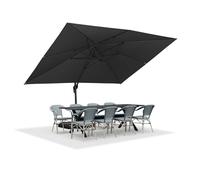 PURPLE LEAF 3 X 4 M Garden Cantilever Parasol, Large Rectangle Patio Umbrella with Crank Handle and Tilt for Balcony and Outdoor, Grey