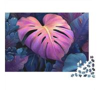 Purple Leaf Art-Digital Botanical Design Thousand Pieces Cardboard Puzzle Home Decor Giftable Sturdy Wall Decor Clear Print Easy to Assemble 38x26cm/1000pcs