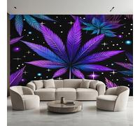 Purple Leaf Wallpaper for Living Room, Marijuana Leaves Wall Mural for Bedroom 200x140 cm, Non-Woven Photo Wallpaper, Home Decor D&O48