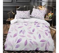 Purple Leaves Pattern Duvet Cover 3D Design Printed Super Soft 3 Pieces Bedding Set Zipper Comforter Cover Hotel Quality Hypoallergenic for Teens Kids Girls Boys Women Adults Single（135x200cm）