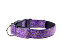 Purple LED Dog Collar Leopard Nylon Adjustable Size S
