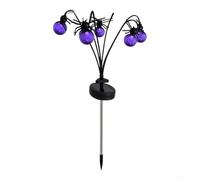 Purple LED Solar Garden Light 25.2 Inch Six Branches | Six branching heads, purple orb glow, solar powered, no wiring needed, for ideal for spooky displays
