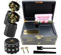 PURPLE LEGACY® Sphinx's Secret Sanctuary Gigantic Box Lockable Box Wooden Box 2 UV Glasses Herb Grinder Removable Tablet Smartphone Holder Lots of Storage Space Cyberpunk Version