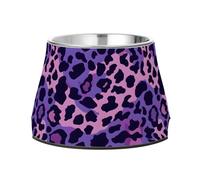 Purple Leo Skin Texture Dog Raised Bowl, 540 ML Feeding Food Pet Bowl Stainless Steel Non-slip High Capacity Cat Bowl