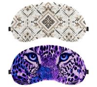 Purple Leopard 2-Pack Light-Blocking Soft Breathable Eye Masks with Eye Patches and Sleep Masks