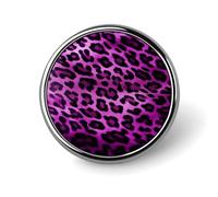 Purple Leopard Badge Holder Personalized Metal Button Pin Fashion Round Badge with Pattern Pin DIY Button Badges Exquisite Brooch Crafts Gift Clothes Decorative Pins