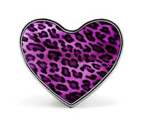 Purple Leopard Button Pin Heart Shape Alloy Lapel Pins Badges Novelty Funny Enamel Pins Personalized Pinback Button Badges Cute Heart Brooche for Jackets Bags