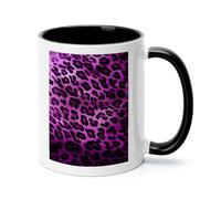 Purple Leopard Ceramic Coffee Mug with Handle 11 Ounces, Porcelain Mug Coffee Cup Tea Mug Water Cup Ideal for Coffee,Tea,Latte,Cappuccino,Microwave & Dishwasher Safe Unique Gift Cup