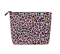 Purple Leopard Cheetah Print, Daily Use Makeup Cosmetic Bag Imitation Linen Makeup Bag Portable Travel Toiletry Bag