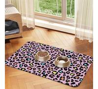 Purple Leopard Cheetah Print,Waterproof Pet Feeding Mat,Cat Dog Placemats for Food and Water, PU Leather Food Mats,40x60cm