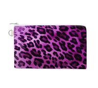Purple Leopard Coin Purse with Zipper Coin Wallet Coin Pouch Canvas Change Purse Pouch Zero Wallet Coin Bag
