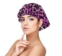 Purple Leopard Print,Adjustable Silk Hair Wrap Adult's Satin Sleeping Cap Hair Women's Elastic Sleep Bonnet