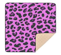 Purple Leopard Print Baby Play Mat for Floor, 50x50 inch Playpen Mat,Thicken Soft Non-Slip Tummy Time Mat for Toddlers and Infants