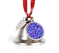 Purple Leopard Print Christmas Jingle Bells Xmas Tree Hanging Ornament