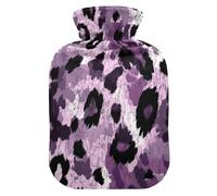 Purple Leopard Print hot Waterbottle with Soft Cover, 2L hot compresses for The Body for Neck Shoulder Warmer, Neck Shoulder Warmer