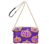 Purple Leopard-print Pumpkin Fashion Shoulder Hand Bag For Woman Vegan Leather Womens Cross Body Purses Waterproof Shoulder Handbag For Travel