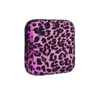 Purple Leopard Print, Sanitary Pad Storage Bag, Pad Holder Bag with Zipper, Change Purse