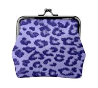 Purple Leopard Print Skin Fur, PU Leather Coin Purse, Small Wallets, Change Pouch with Kiss Lock Clasp Buckle, Change Purse