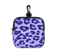 Purple Leopard Print Skin Fur, Square Zipper Storage Bag, Neoprene Coin Purse, Small Wallets, Change Pouch, Change Purse