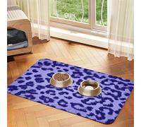 Purple Leopard Print Skin Fur,Waterproof Pet Feeding Mat,PU Leather Placemats for Cat Dog Water Bowl,Food Mats,30x45cm