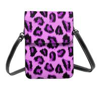 Purple leopard print Small Crossbody Bags for Women, Small Purses Leather Cell Phone Cross Body Bag