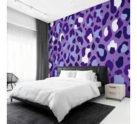 Purple Leopard Print Wallpaper for Living Room, Cheetah Print Wall Mural, Non-Woven Photo Wallpaper for Bedroom, Home Decor Wall Paper 300 x 210 cm (W x H) Y&W68
