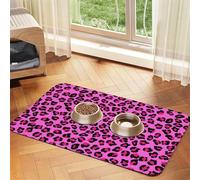 Purple Leopard Print,Waterproof Pet Feeding Mat,Cat Dog Placemats for Food and Water, PU Leather Food Mats,40x60cm
