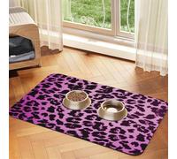 Purple Leopard Print,Waterproof Pet Feeding Mat,PU Leather Placemats for Cat Dog Water Bowl,Food Mats,30x45cm