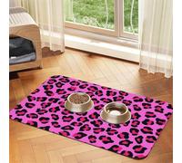 Purple Leopard Print,Waterproof Pet Feeding Mat,PU Leather Placemats for Cat Dog Water Bowl,Food Mats,40x60cm