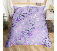 Purple Leopard Printed Bedding Set,Purple Glitter Comforter Cover Set for Teens Women Room Decor,Cheetah Printed Duvet Cover Breathable Wild Animal Skin Bedspread Cover Full Size(No Comforter)