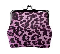 Purple Leopard, PU Leather Coin Purse, Small Wallets, Change Pouch with Kiss Lock Clasp Buckle, Change Purse