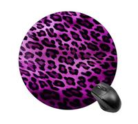 Purple Leopard Round Mouse Pad, Non-Slip Rubber Base Waterproof Washable, Computer Mouse Mat for Office Gaming Studying, Premium-Textured Durable Portable Circle Mousepad for Desktop PC Notebook