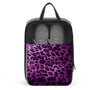Purple Leopard Shoe Bags Foldable Breathable Portable Shoe Puches Organizer Stylish Expandable Packing Travel Shoes Bags for Sneakers Gym Luggage Closet