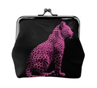 Purple Leopard Womenâ€™s Small Coin Purse,Rectangle Kiss Lock Coin Pouch, Pocket-Sized, Mini Coin Purse for Women