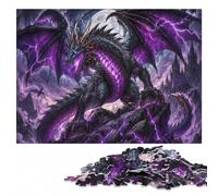Purple Lightning Dragon Stained Glass Jigsaw Puzzle for Adults, 1000 Pieces | Piece-by-piece progress - a simple way to organise the image at your own pace.
