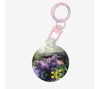 Purple Lilac Bushes Pet ID Tag Dog Cat Tags Personalized Fashionable, Round Many Colors, Acrylic Material, for Small & Large Pets Light Pink Medium