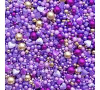 Purple lilac gold metallic hearts pink sprinkles edible Eid pearls cupcake cake toppers biscuits ball mix pearls decoration 100s 1000s party baking PURPLE PASSION